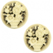 Cabochon Basic Camee 20mm Blumenstrauss Black-antique gold