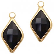 Anhänger Kristallglas Rhombus 10x14mm Jet black-gold