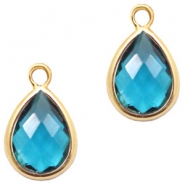 Anhänger Kristallglas tropfenform 6x8mm Indicolite blue crystal-gold