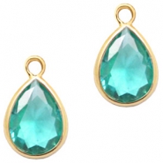 Anhänger Kristallglas tropfenform 11x8mm Emerald blue zircon crystal-gold