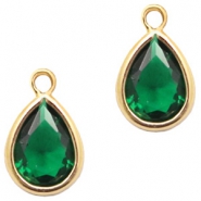 Anhänger Kristallglas tropfenform 11x7mm Classic green crystal-gold