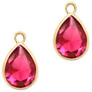 Anhänger Kristallglas tropfenform 11x7mm Indian pink crystal-gold