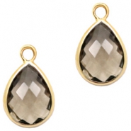 Anhänger Kristallglas tropfenform 11x7mm Greige-gold