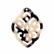 Resin Anhänger Rhombus Barock Cream black