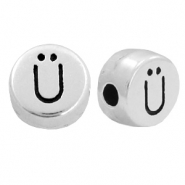 Metall Perlen Buchstabe DQ Ü Antik silber (Nickelfrei)