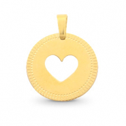 Stainless Steel - Rostfrei Stahl Anhänger 12mm Heart Mix&Match Gold