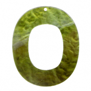 Resin Anhänger Oval 48x40mm Olive green