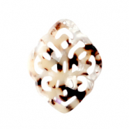 Resin Anhänger Rhombus Barock Mixed beige brown