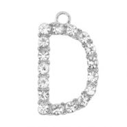 Basic Quality Metall Anhänger Strass Initiale D Antik silber
