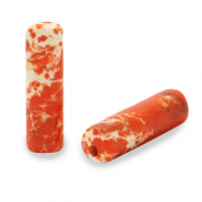 Naturstein Perlen Tubes Coral orange