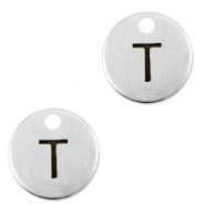 Metall Anhänger DQ Initiale T Antik silber (Nickelfrei)