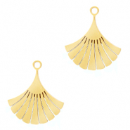 Stainless Steel - Rostfrei Stahl Anhänger Ginkgo Blatt Gold