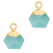 Naturstein Anhänger Hexagon Turquoise blue-gold