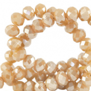 Top Glas Facett Perlen 3x2mm rondellen Golden shadow opal-amber pearl shine coating