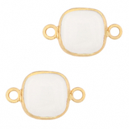 Naturstein Anh&auml;nger Milchquarts Zwischenst&uuml;ck 12x12mm White-gold