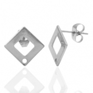 Ohrringe aus Stainless Steel - Rostfreiem Stahl Ohrstecker Quadrat mit &Ouml;se Silber