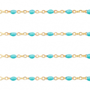 Stainless Steel - Rostfrei Stahl Schmuckzubeh&ouml;r Gliederkette1mm Turquoise blue-gold