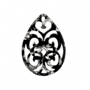 Resin Anhänger Barock Tropfen Silver-black