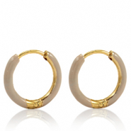 Ohrringe aus Stainless Steel - Rostfreiem Stahl Creolen Enamel 17mm Country beige-gold