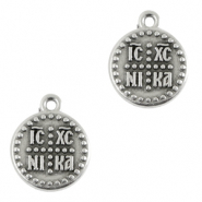 Metall Anhänger DQ "ICXC NIKA" 15mm Antik silber (Nickelfrei)