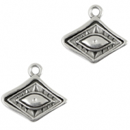 Metall Anhänger DQ Rhombus with Eye Antik silber (Nickelfrei)
