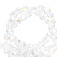 Top Glas Facett Perlen rund 4mm Crystal-AB coating