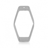 Metall Anhänger DQ Hexagon Antik silber (Nickelfrei)