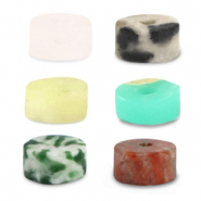 Natursteinperlen Mix Disc 4x2mm Multicolour red green