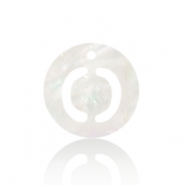 Muschel Anhänger Süßwasserperlmutt Buchstaben O White (Naturliche Farbe Muschel)