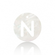 Muschel Anhänger Süßwasserperlmutt Buchstaben N White (Naturliche Farbe Muschel)