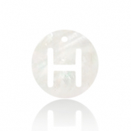 Muschel Anhänger Süßwasserperlmutt Buchstaben H White (Naturliche Farbe Muschel)