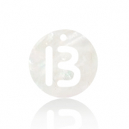 Muschel Anhänger Süßwasserperlmutt Buchstaben B White (Naturliche Farbe Muschel)