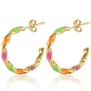 Ohrringe aus Stainless Steel - Rostfreiem Stahl Neon multicolour pink orange green-gold
