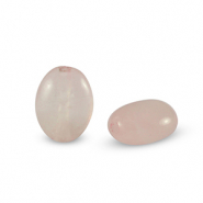 Naturstein Perlen Rosenquarz Oval Pale pink