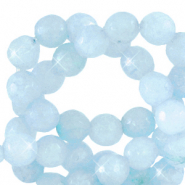 8 mm Naturstein Perlen Jade Facett geschliffen Powder blue