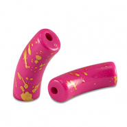 Acryl perlen Tube shiny Fuchsia pink-gold