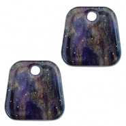 Resin Anh&auml;nger Trapez Glitzer Multicolor galaxy