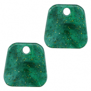 Resin Anh&auml;nger Trapez Glitzer Multicolor green