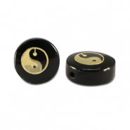 Glasperlen Rondell Yin & Yang Black-gold