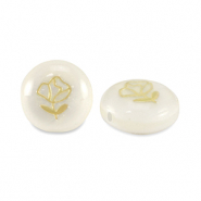 Glasperlen Rondell shell look rose White-gold