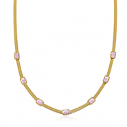 Snake Ketten aus Stainless Steel - Rostfreiem Stahl Crystal Gold-pink