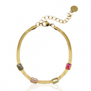 Snake Armb&auml;nder aus Stainless Steel - Rostfreiem Stahl Crystal Gold-multicolour