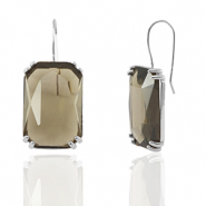 Ohrringe / Ohrstecker aus Kristallglas Rechteck Brown-silver