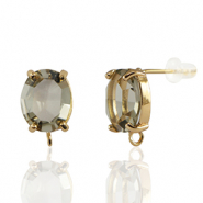 Ohrringe / Ohrstecker aus Kristallglas mit &Ouml;se Oval Brown-gold