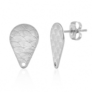 Stainless Steel - Rostfrei Stahl Schmuckzubeh&ouml;r Ohrringe / Ohrstecker Tropfen mit &Ouml;se Silver