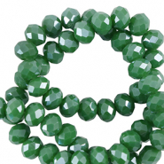 Top Glas Facett Perlen 6x4mm rondellen Nile green-pearl shine coating