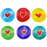 Millefiori-Perlen Disc Herz 8mm Multicolour