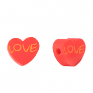 Polymer Perlen Herz "love" Red