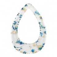 Resin Anh&auml;nger mit getrockneter Blume Tropfen Blue-gold