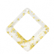 Resin Anh&auml;nger mit getrockneter Blume Raute Yellow